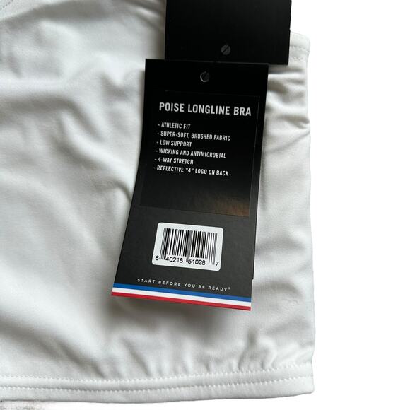 FOURLAPS Poise Longline Bra Basic White Women's Size Large NWT Run Low Impact - Picture 4 of 9
